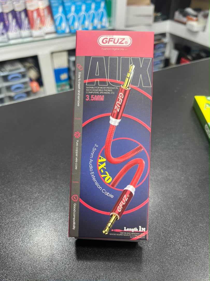 كابل AUX فاخر GFUZ AX-70 جاك 3.5 ملم نحاس خالص – 1 متر