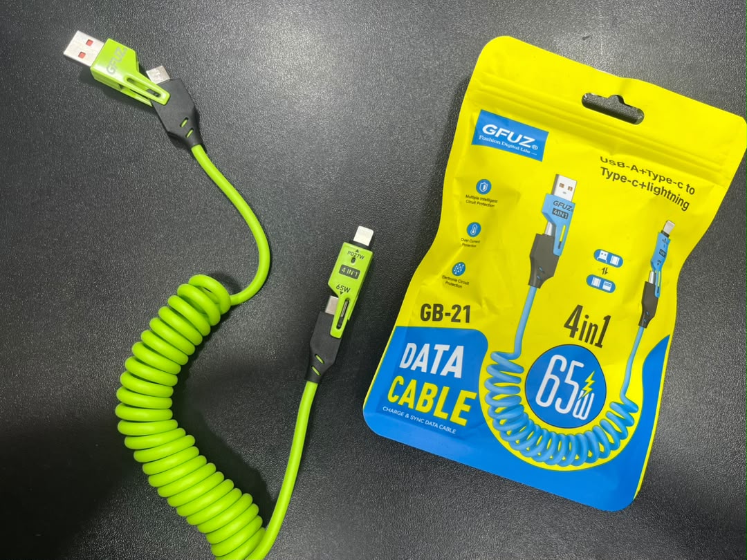 كابل 4 في 1 حلزوني  GFUZ GB-21، شحن سريع 65W